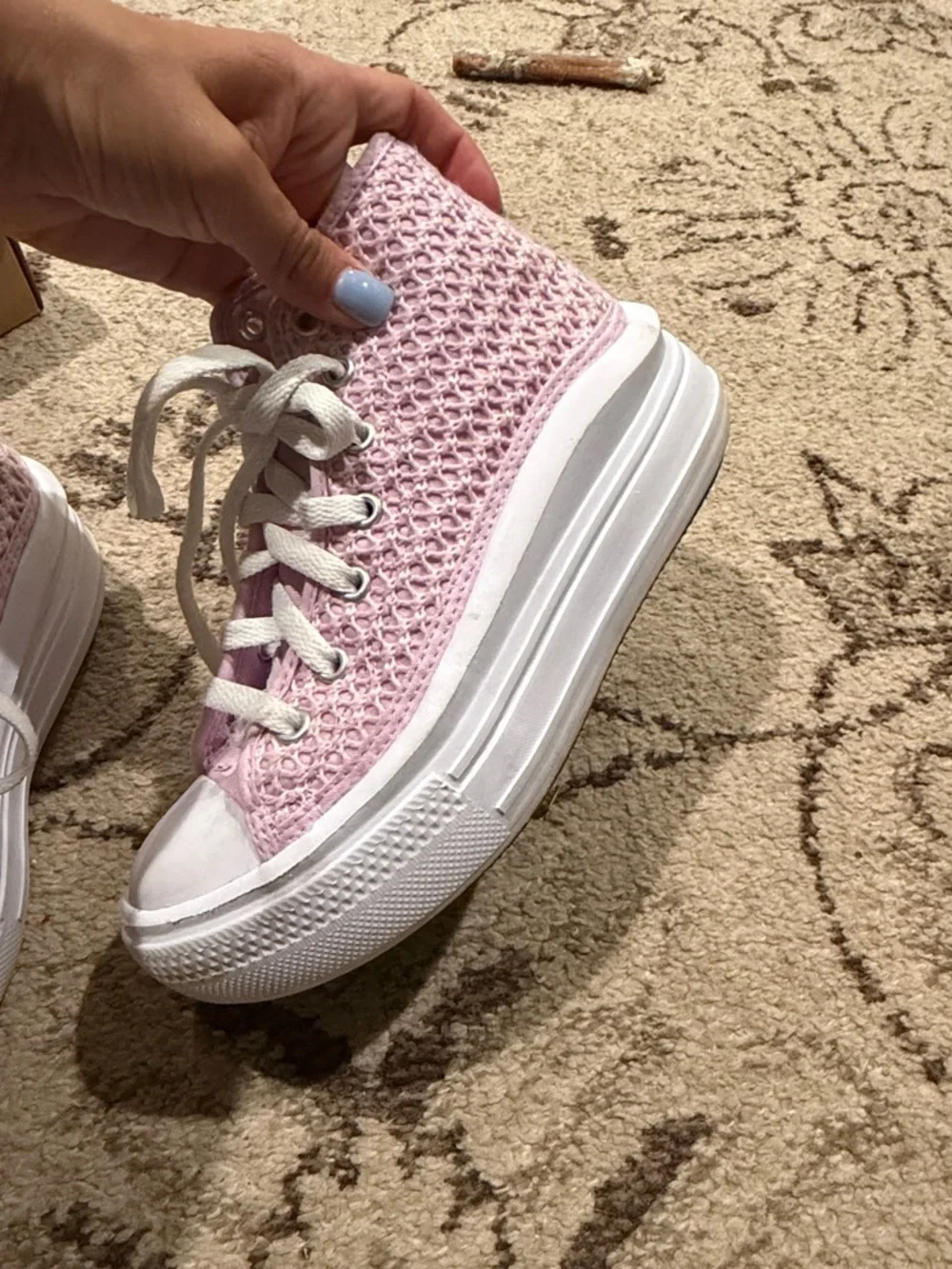 Pink High-Top converse Knit Sneakers